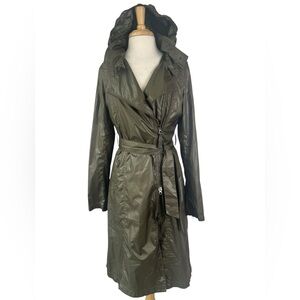 Mackage Trench Coat Rain Jacket Womens Medium Army Green Quiet Luxury Spring